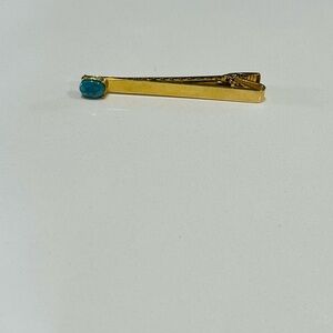 Gold Tie Clip with Turquoise Accent vintage